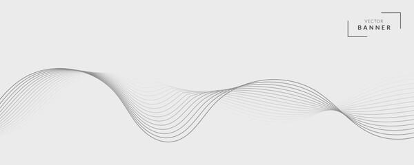 Abstract vector banner with grey wavy lines
