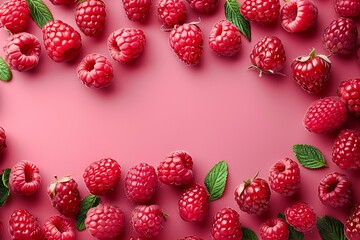 Macro shot of fresh, dew-covered raspberries with a soft-focus background. Raspberry banner. raspberry background.