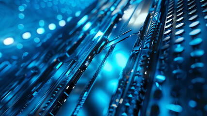 Futuristic Background with Metallic Textures and Cool Blue Tones