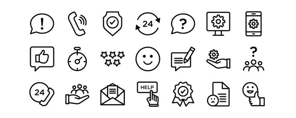 Support Service related vector icons set.