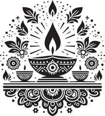Diwali item silhouette Vector illustration editable design