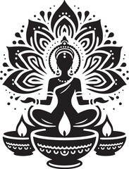 Diwali item silhouette Vector illustration editable design