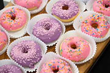 colorful donut sweets in party mold