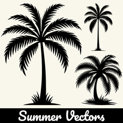 Illustration of a summer palm tree silhouette in vector form.