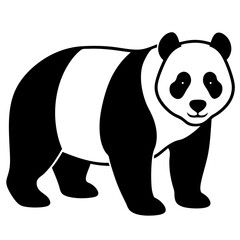 Panda Silhouette Vector Style Illustration Isolated on White Background