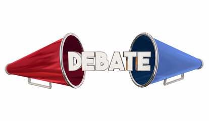 Debate Bullhorns Megaphones Argue Differences Event 3d Illustration