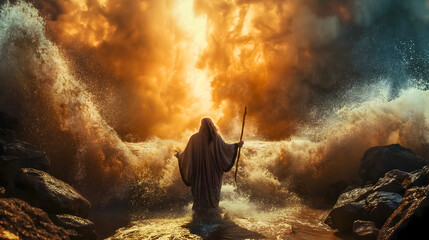 Obraz premium Moses, whom God commanded to deliver the Israelites from Egyptian slavery.