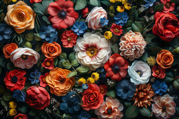 Fototapeta premium beautiful fantasy vintage wallpaper botanical flower bunch,vintage motif for floral print digital background 