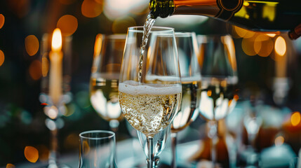 Elegant Champagne Toast with Candlelight at a Festive Celebration