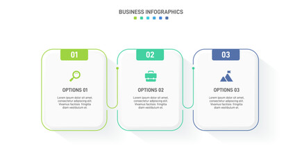 Horizontal progress bar featuring 3 arrow-shaped elements, symbolizing three six stages of business strategy and progression. Clean timeline infographic design template. Vector for presentation