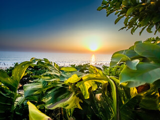 sunset over the sea in varkala beach