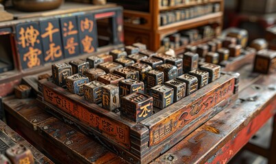 Movable type printing Chinese characters model
