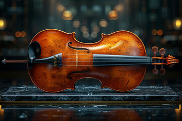 A musical instrument, like a violin, resting on a stand. Concept of music and artistry. Generative...