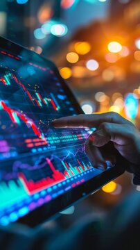 Businessman trading online stock market on teblet screen, digital investment concept