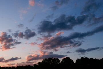 Pink And Gray Clouds At Sunset