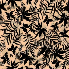 Versatile Tropical Theme Pattern with Banana Leaves and Birds