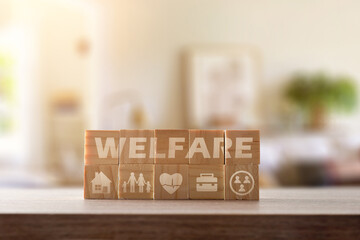 Concept of social welfare and general insurance services with symbols