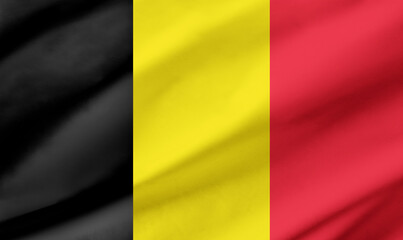 Belgium flag background with waving fabric texture