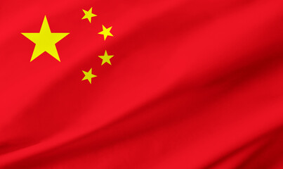 China flag background with waving fabric texture