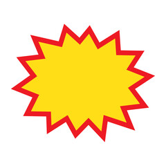 Blank sale tags. Ribbon sale banners. Red and yellow starburst stickers. Pop art funny bang bubble on white background. Cartoon comic style.