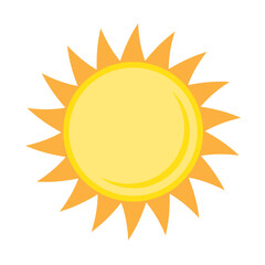 Sun icon in flat style, simple yellow sun.