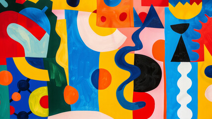 Playful Background with Bold Primary Colors and Abstract Shapes