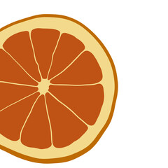 Slice of orange frame design element on transparent background