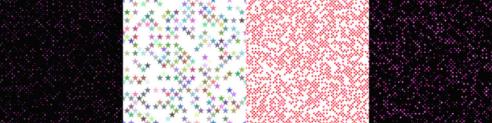 Seamless pentagram star pattern set