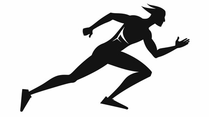 Modern Monochrome Runner Silhouette Set on White Background