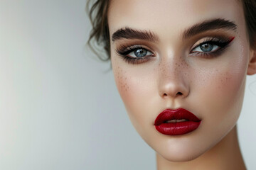 Fototapeta premium A woman with red lipstick and red eye liner