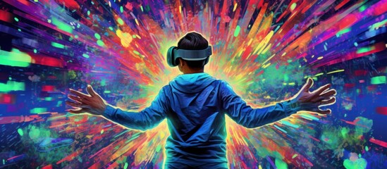 A Man Exploring the Vibrant World of Virtual Reality