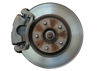 Close-Up of Car Brake Disc and Caliper in Auto Repair Shop Vehicle Maintenance