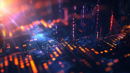 Obraz premium A colorful cityscape with a bright sun shining through the buildings