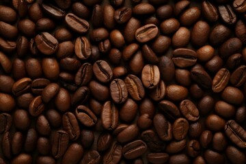 Naklejka premium Earthy Texture coffee beans banner grain. Arabica breakfast. Generate Ai
