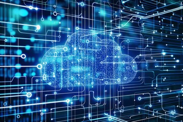 Cloud computing concept. Technology data center on cloud service. 3d rendering illustration
