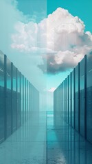 Cloud computing concept. Technology data center on cloud service. 3d rendering illustration