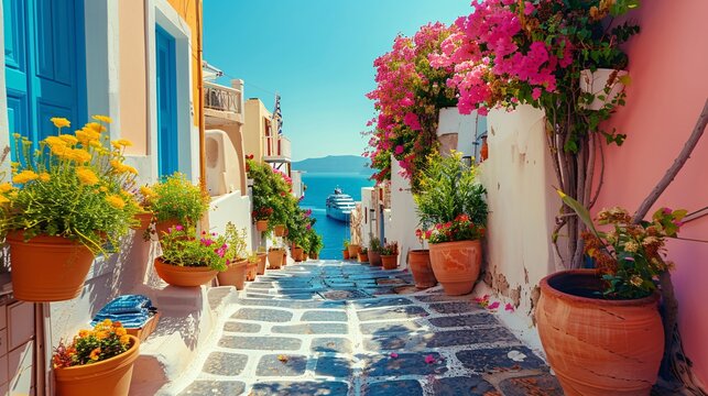 Fototapeta old streets of greece