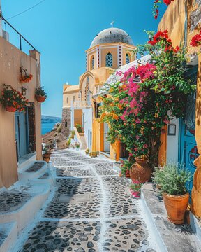 Fototapeta old streets of greece