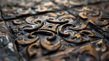 A close-up of a cement tile