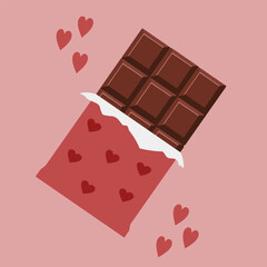 Chocolate bar icon. Vector illustration of a single chocolate bar for a Valentine's Day gift.
