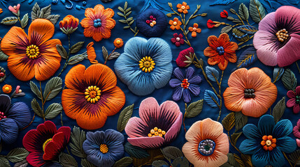 Embroidery floral abstract fantasy design luxury fabric art background latin art 