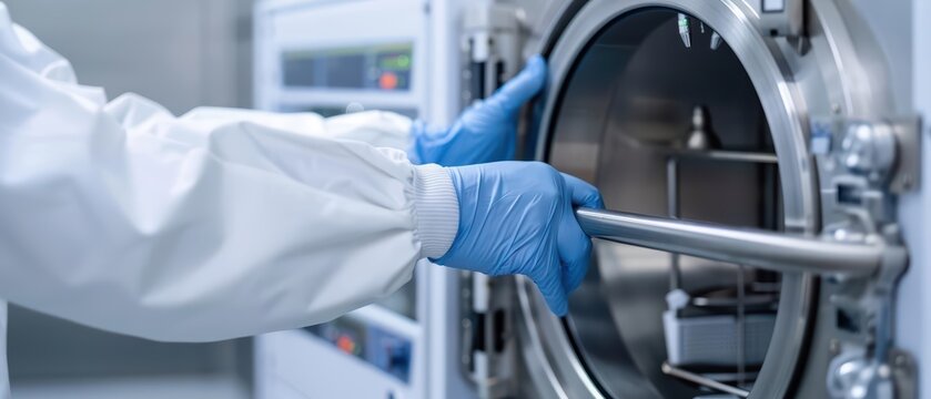 An autoclave sterilizing laboratory equipment to ensure a contaminationfree environment with copy space