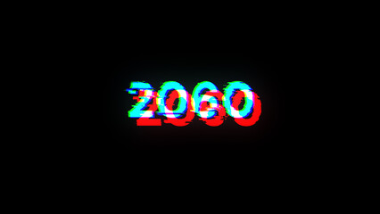 3D rendering 2060 text with screen effects of technological glitches