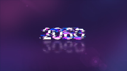 3D rendering 2060 text with screen effects of technological glitches