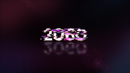 3D rendering 2060 text with screen effects of technological glitches