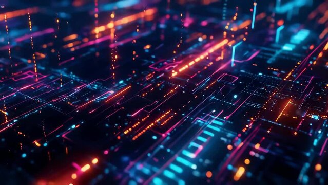 Futuristic technology circuit board. Abstract background. Electronic network, cyberspace chip, computing complexity, connection innovation, semiconductor processor, encryption intricacy, microchip.