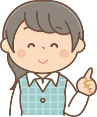 説明をする事務員の女性