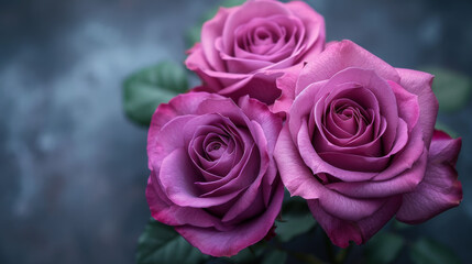 Vintage Classic deep violet rose bouquet on dark background 