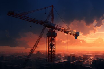 Imposing Tower crane sky. Structure industry. Generate Ai