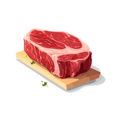 a beef vector flat illustration, studio light , isolated on white background